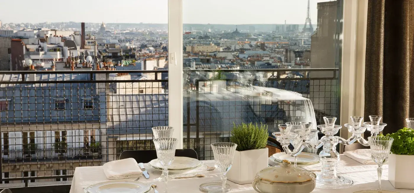 Eiffel Tower view of Le Chat Noir Hotel Paris